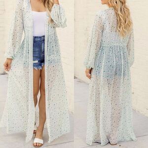 Pink Lily Cardigan Kimono Know Your Reason sheer Floral Duster festival cover S